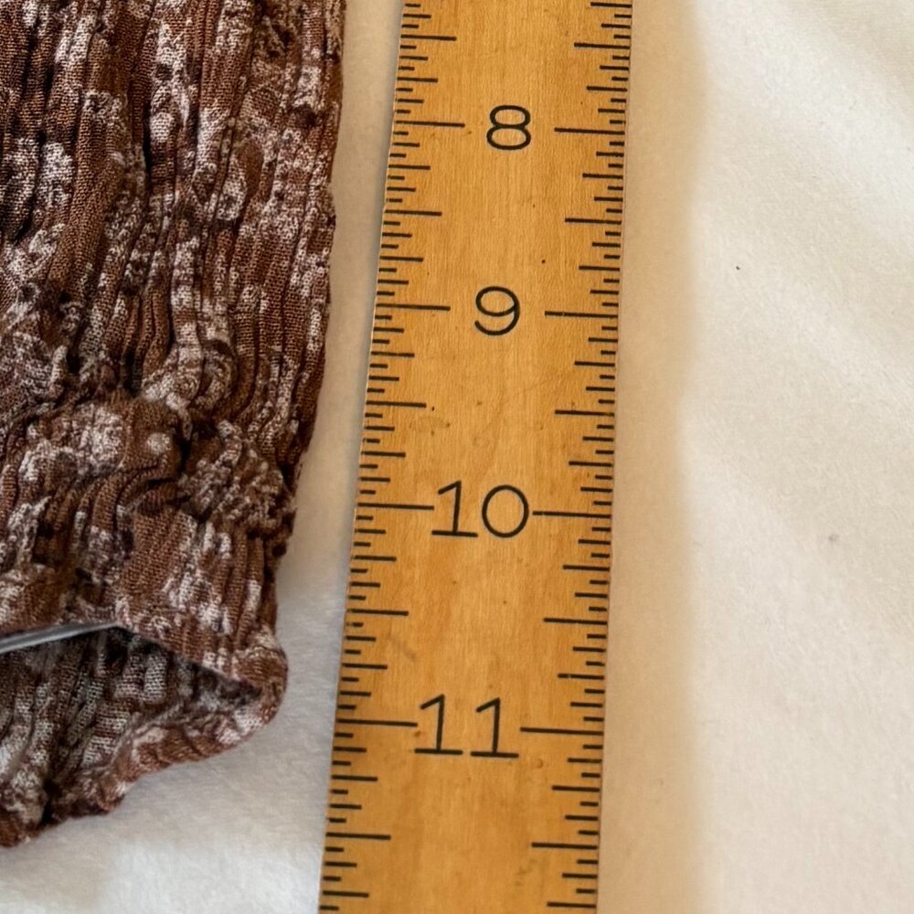 Brown Crinkle Textured Boho Chic Floral Dress by BE COOL, Size Medium - Picture 9 of 11